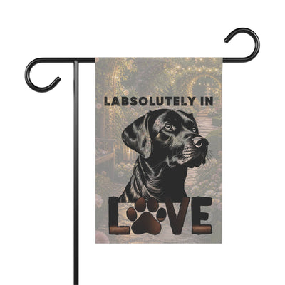 Labsolutely in Love Labrador Garden Flag | House Banner, Dog Paw Decor
