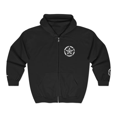 Zip Hoodie with Star Emblem β Minimalist Rustic Badge Zip-Up