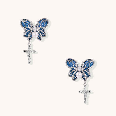 Celestial Butterfly Cross Earrings