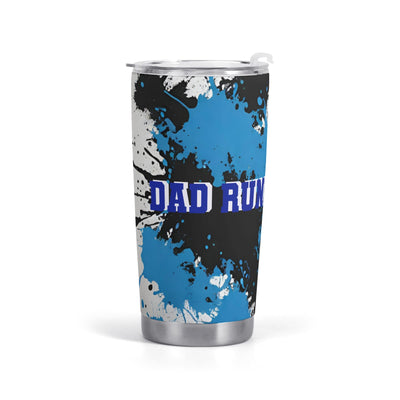 Dad Runs on Beer Insulated Tumbler - Front View Blue Black Splatter | Our Phoenix Rise