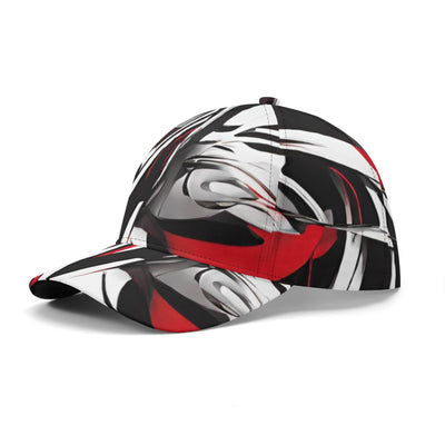 Abstract Graphic Black Red White Baseball Cap - front left view | Our Phoenix Rise