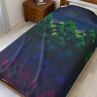 Minecraft inspired Mountain Vibes Velveteen Plush Blanket - Iron Phoenix GHG