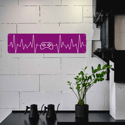 Gamer Heartbeat Aluminum Sign 16x4 Inches - Custom Printed Metal Wall Art, USA Made Main Perspective | Our Phoenix Rise