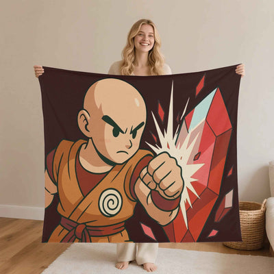 Gaming Flannel Blanket โ Crystal Punch Art, Eco Cozy Power Warmth