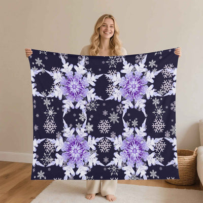Snowflake Blanket โ Midnight Blue & Purple Flannel, Cozy Warmth