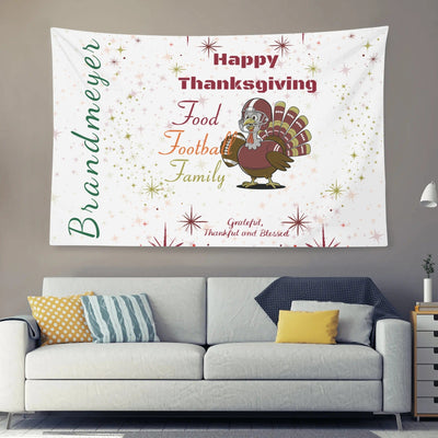 Personalized Thanksgiving Football Turkey Wall Tapestry - Living Room Display | Our Phoenix Rise