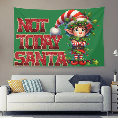 Not today Santa Green Wall Tapestry Made in the USA Main Perspective | Our Phoenix Rise
