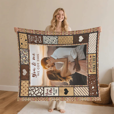 Personalized Couple Photo Blanket - Woman holding blanket with custom photo | Our Phoenix Rise