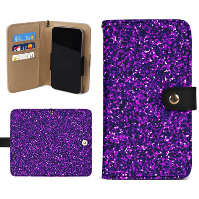 Purple Glitter Wallet Phone Case - Open with Phone and Card Slots | Our Phoenix Rise