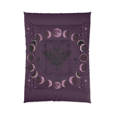Moon Phase Comforter – Purple Moth & Celestial Bedding