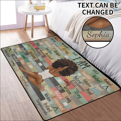 Personalized African American Inspiration Area Rug - Woman Meditating | Our Phoenix Rise
