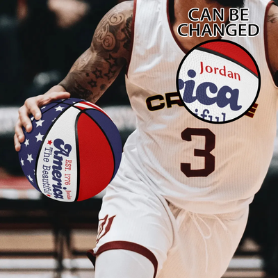 American Flag Patriotic Basketball - "America The Beautiful" design, full view | Our Phoenix Rise