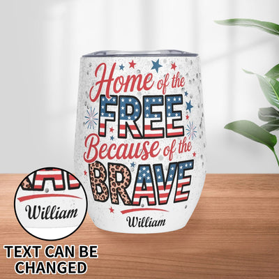 Personalized Patriotic 12oz Wine Tumbler - Home of the Free design with custom name | Our Phoenix Rise