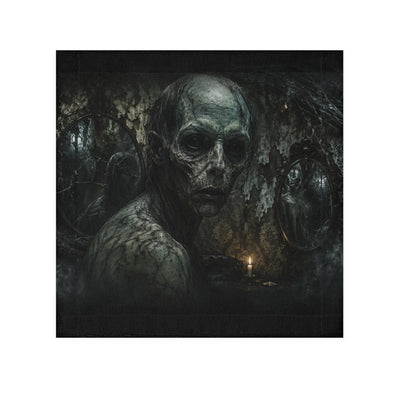 Haunted Skull Cave face towel | horror scene, eerie candlelight