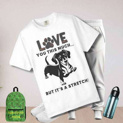 Funny Dachshund T-shirt Love This Much - White Flat Lay | Our Phoenix Rise