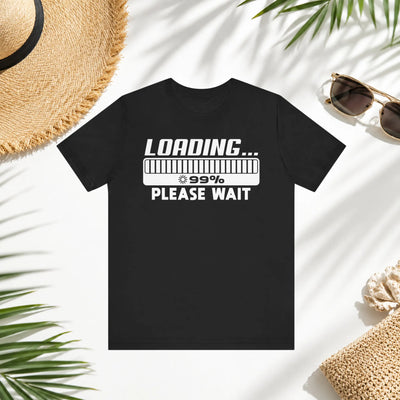 Funny Computer Loading T-Shirt - Black Flat Lay with Summer Accessories | Our Phoenix Rise