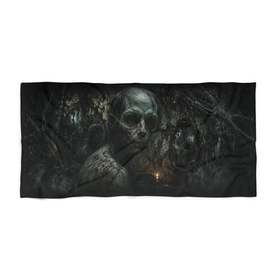Ghostly Skull Forest Beach Towel | Dark Haunted Skeleton Design