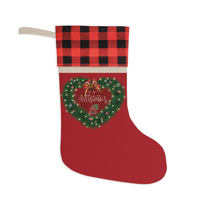 Christmas Stocking, Holiday Decoration, Traditional Vintage Wreath Design, Gothic Roses, Festive Home Decor, Winter Gift
