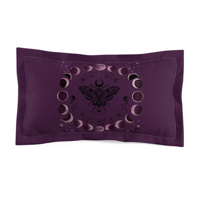 Moon Phase Moth Pillow Sham — Gothic Celestial Microfiber Pillowcase