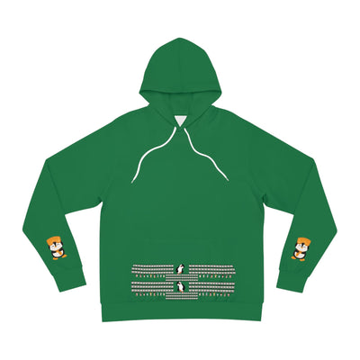 Holiday Penguin Pattern Hoodie — Festive Green Christmas Sweatshirt