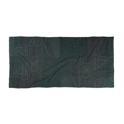 Dark Teal Geometric Beach Towel - Flat on White | Our Phoenix Rise