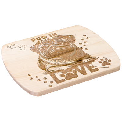 Pug Dog Decorative Cutting Board - Maple wood angle view | Our Phoenix Rise