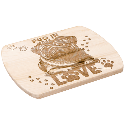 Decorative Pug Dog Cutting Board - Maple wood angle view | Our Phoenix Rise