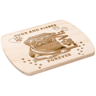 Pugs and Kisses Decorative Wood Board - Light Maple Angled View | Our Phoenix Rise