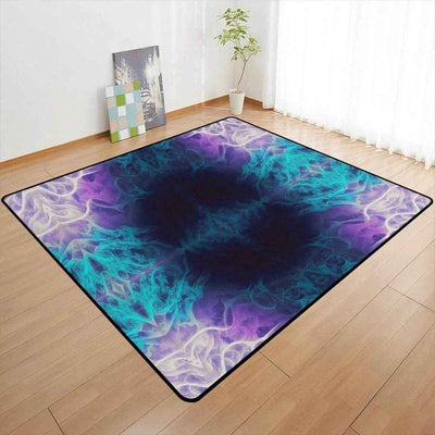 Abstract Purple Teal Cosmic Area Rug - Room View | Our Phoenix Rise