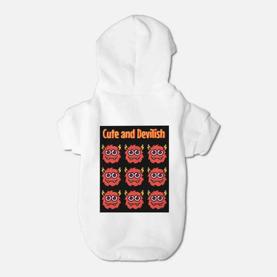 Funny Devil Monster Pet Hoodie - White back view with cute devil design | Our Phoenix Rise