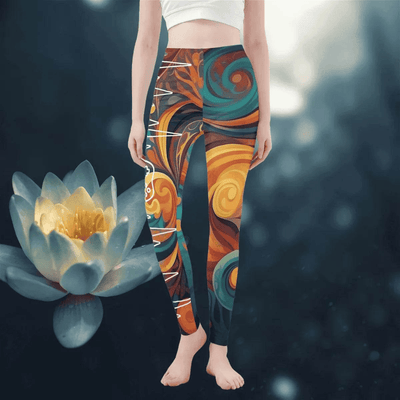Gamer Floral Print Leggings Heartbeat Yoga and Game Tights Main Perspective | Our Phoenix Rise