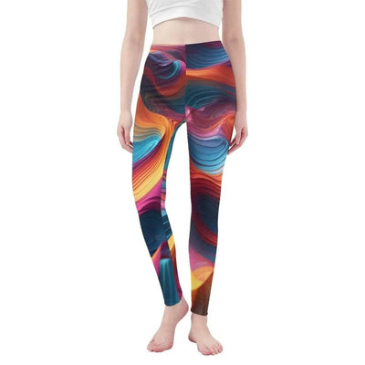 Flowy Nebula Leggings Vibrant Yoga and Gaming Tights Main Perspective | Our Phoenix Rise