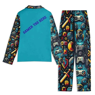 Custom Teal Gamer Pajamas | Personalized Loungewear Teal XS-5XL - Primary View | Our Phoenix Rise