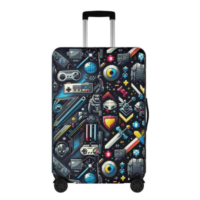 Retro Gamer Luggage Cover Pixel Art Travel Protector Main Perspective | Our Phoenix Rise