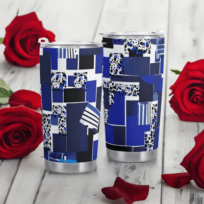 "Blue Matrix" Abstract Art Tumbler | Iron Phoenix GHG - Iron Phoenix GHG