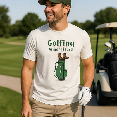 Funny Golf Hiking T Shirt - Natural Color Lifestyle View | Our Phoenix Rise
