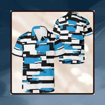 Men's Blue Block Button Up Shirt - Front View | Our Phoenix Rise