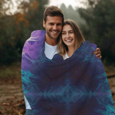 Purple Teal Abstract Fleece Throw Blanket - Couple in Nature | Our Phoenix Rise