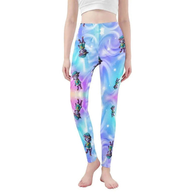 Cute Monster Print Leggings - Front view full body | Our Phoenix Rise