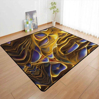 Mystic Aura Area Rug Gold Fantasy Gaming and Yoga Mat Main Perspective | Our Phoenix Rise
