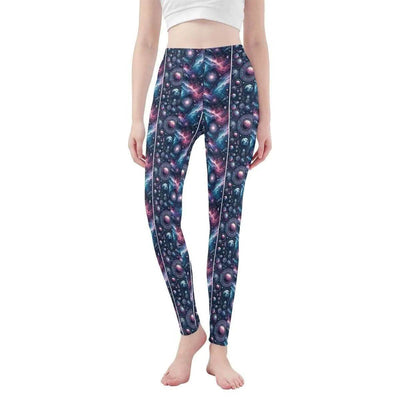 Cosmic Planets Print Leggings | Sci-Fi Yoga Gaming Tights - Iron Phoenix GHG