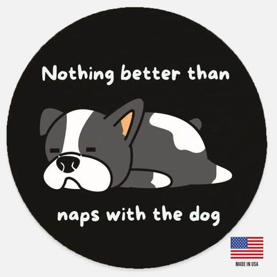 Sleeping Dog Lover Round Wood Sign - Black sleeping puppy design | Our Phoenix Rise