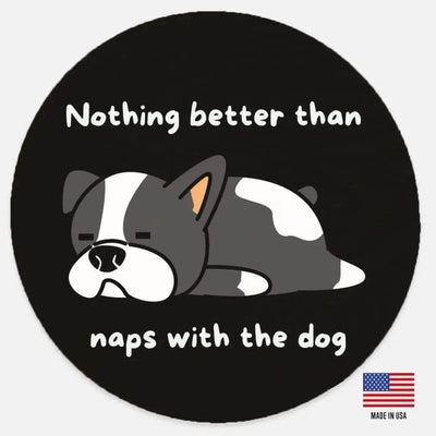 Sleeping Dog Lover Round Wood Sign - Black sleeping puppy design | Our Phoenix Rise