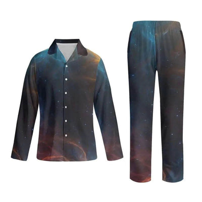Galaxy Print Pajama Set - Front view on mannequin blue orange | Our Phoenix Rise