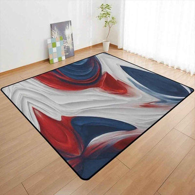 Patriotic Abstract Rug Red White Blue Gaming Yoga Mat Main Perspective | Our Phoenix Rise