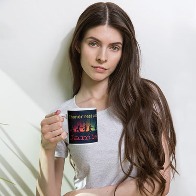 Personalized Yoga Affirmation Mug - Woman Holding Mug Front View | Our Phoenix Rise