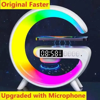 G-Shape RGB Wireless Charger Alarm Clock Speaker - phone charging, upgraded with microphone | Our Phoenix Rise