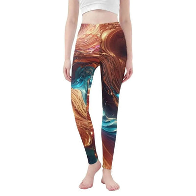Liquid Swirl Print Athletic Leggings - Front View | Our Phoenix Rise