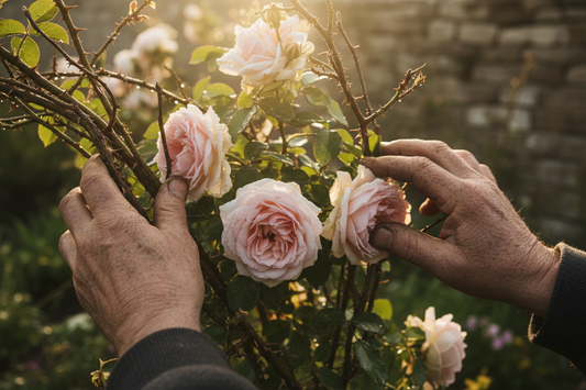 His hands know the language of roots—and one hidden rose answers back.