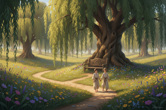 Beneath the Whispering Willows of Blossom Fields